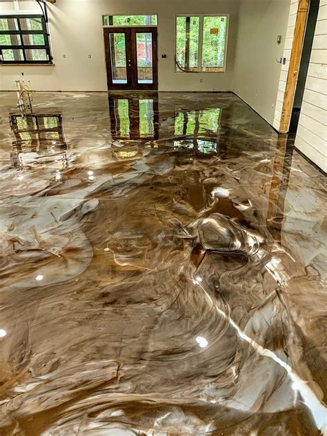 metallic epoxy house floor|metallic floors beige and brown.